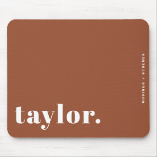 Boho Terracotta Retro Typography Personalized Mouse Pad