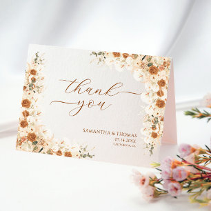 Boho Terracotta Rose Calla Lily Wedding Thank You Card