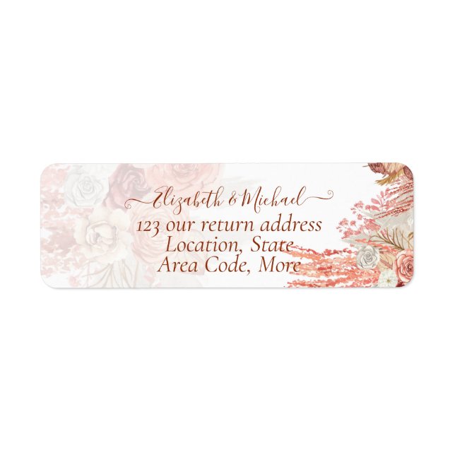 Boho Terracotta Rose Pampas Grass Mariage Floral (Devant)