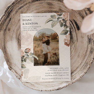 Boho Terracotta Rose Sage Greenery Wedding | Invitation