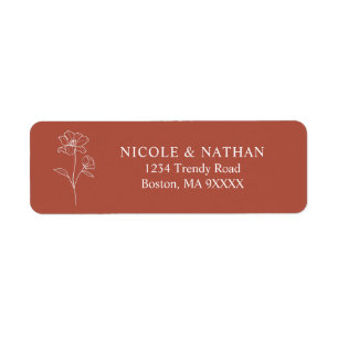 Boho Terracotta Rust Beige Mariage Étiquette