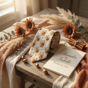 Boho Terracotta Rustic Botanical Tie