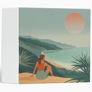 Boho Terracotta Sage Coastal Bay Sunset Landscape Binder