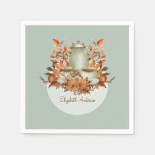 Boho Terracotta Sage Tea Party Floral ANY EVENT Napkin
