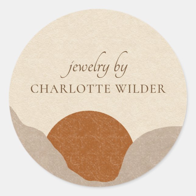 Boho Terracotta Sand Abstract Handmade Jewellery  Classic Round Sticker (Front)