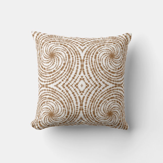 Boho Terracotta Spiral Pattern Tie Dye Throw Pillow (Front)