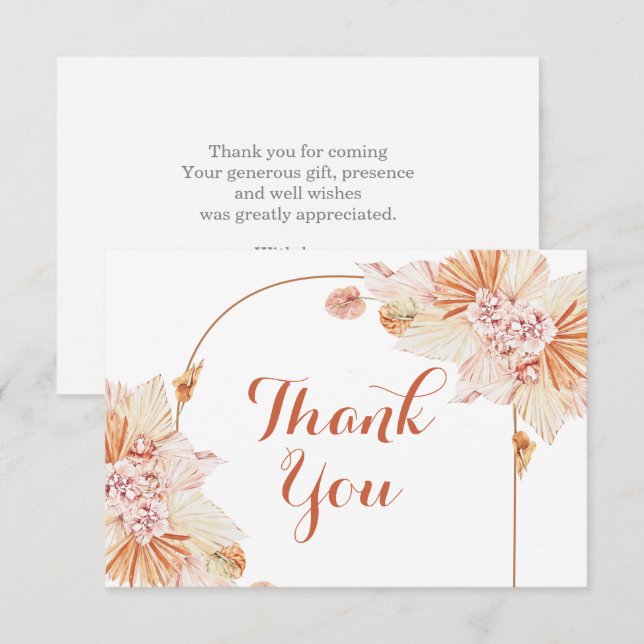 Boho Terracotta thank you Note Cards (Front/Back)