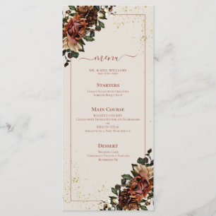 Boho Terracotta Verdure Floral Mariage Menu