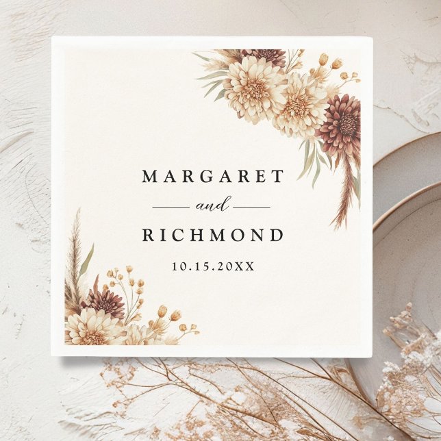 Boho Terracotta Vintage Floral Wedding Napkin (Creator Uploaded)