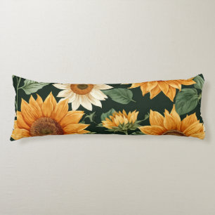 Boho Terracotta Vintage Sunflower Pattern Body Pillow