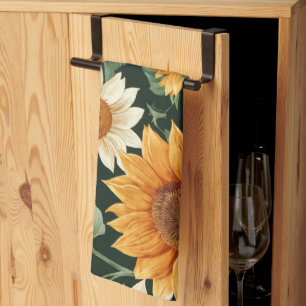 Boho Terracotta Vintage Sunflower Pattern Kitchen Towel