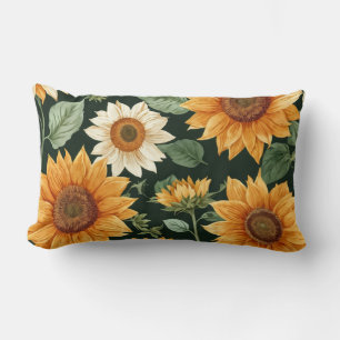 Boho Terracotta Vintage Sunflower Pattern Lumbar Pillow