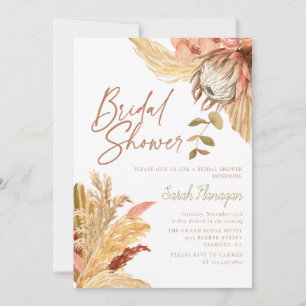 Boho Terracotta watercolor floral Bridal Shower Invitation