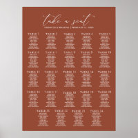 Boho Terracotta Wedding 24 Table Seating Chart