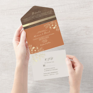 Boho Terracotta Wedding All In One Invitation