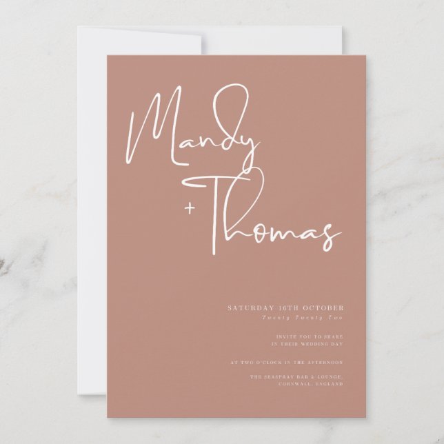 Boho terracotta wedding invitation  (Front)