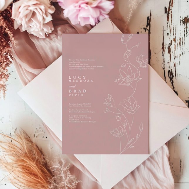 Boho Terracotta Wedding Invite | Hand-Drawn Floral (Creator Uploaded)
