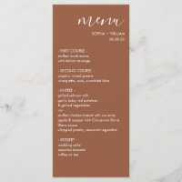 Boho Terracotta Wedding Menu