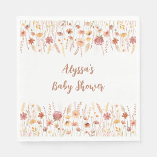 Boho Terracotta Wildflower Baby Shower Napkin