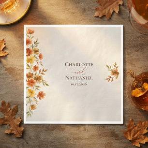Boho Terracotta Wildflower Fall Wedding Napkin