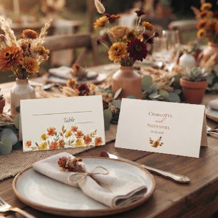 Boho Terracotta Wildflower Fall Wedding Place Card