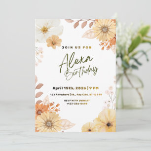 Boho Terracotta Wildflower Floral Graphic Invitation