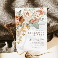 Boho Terracotta Yellow Floral Rehearsal Dinner