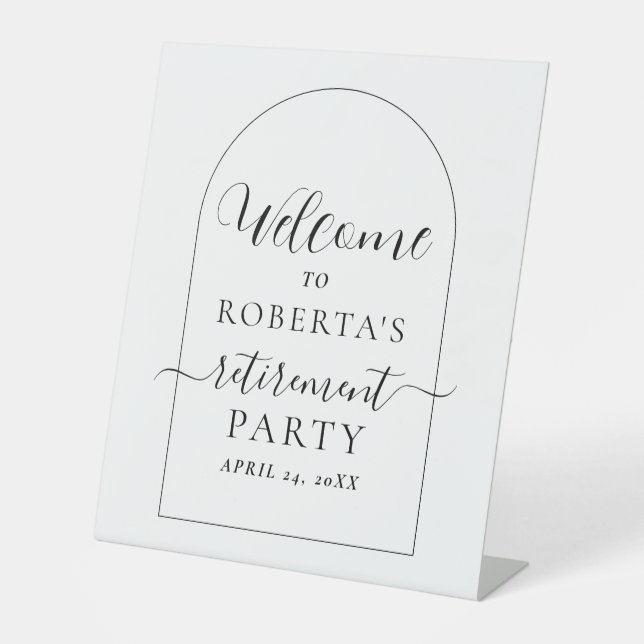 Boho Text Script Retirement Party Welcome Pedestal Sign (Front)