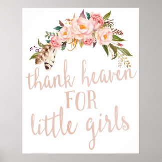 Boho Thank Heaven For Little Girls Poster Print