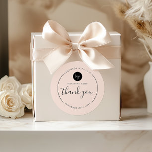 Boho Thank You Handmade with Love Classic Round Sticker