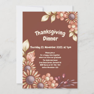 Boho Thanksgiving Dinner Invitation