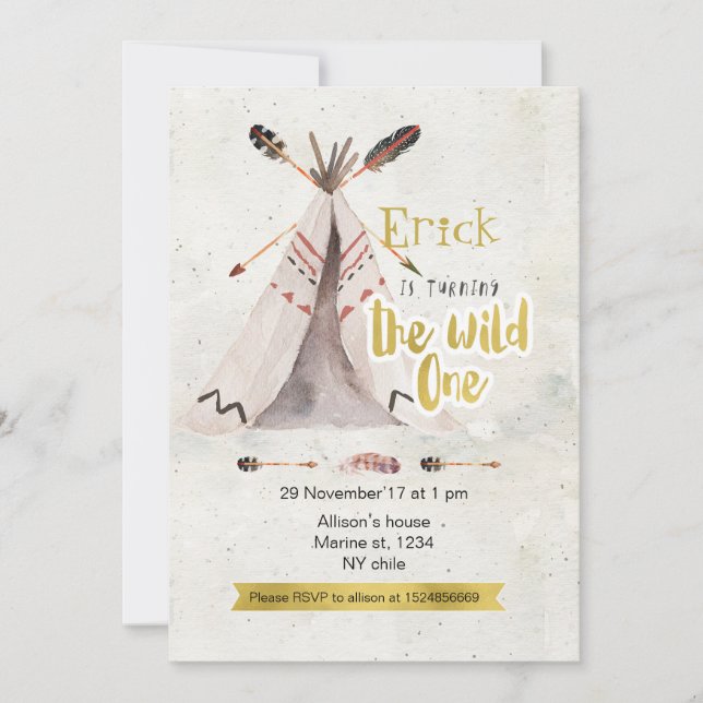 Boho The Wild One First Birthday Invitation (Front)