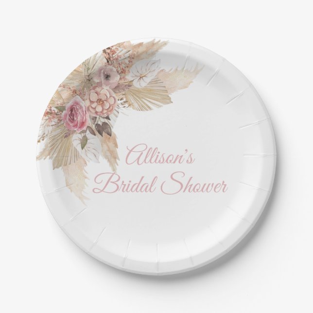 Boho Theme Personalized Paper Plate (Front)
