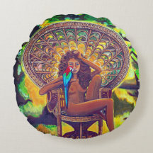 Boho themed Cotton Round Pillow