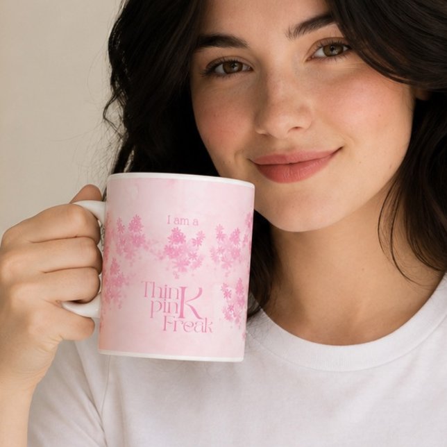 Boho Think Pink Watercolor Floral Pattern  Coffee Mug (Creator Uploaded)