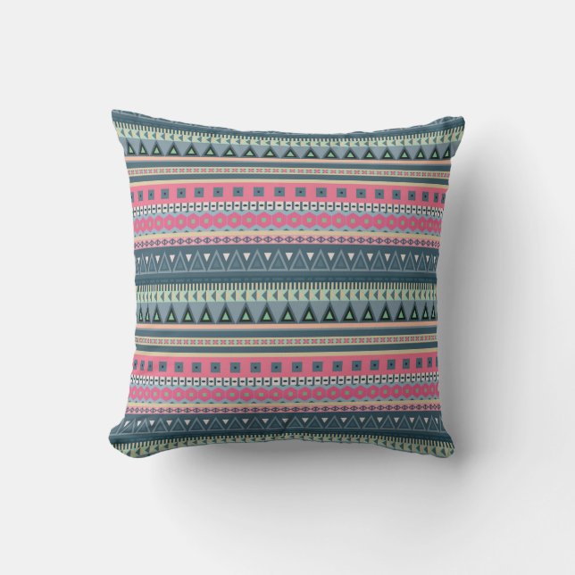 Boho Throw Pillow Tribal Throw Pillow Multicolor (Front)