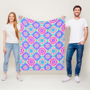Boho Tie Dye Pattern Cheerful Fleece Blanket