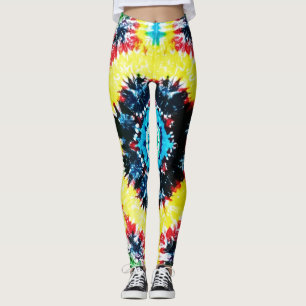 Boho Tie-dyed Pattern Vibrant Rainbow Colours Leggings
