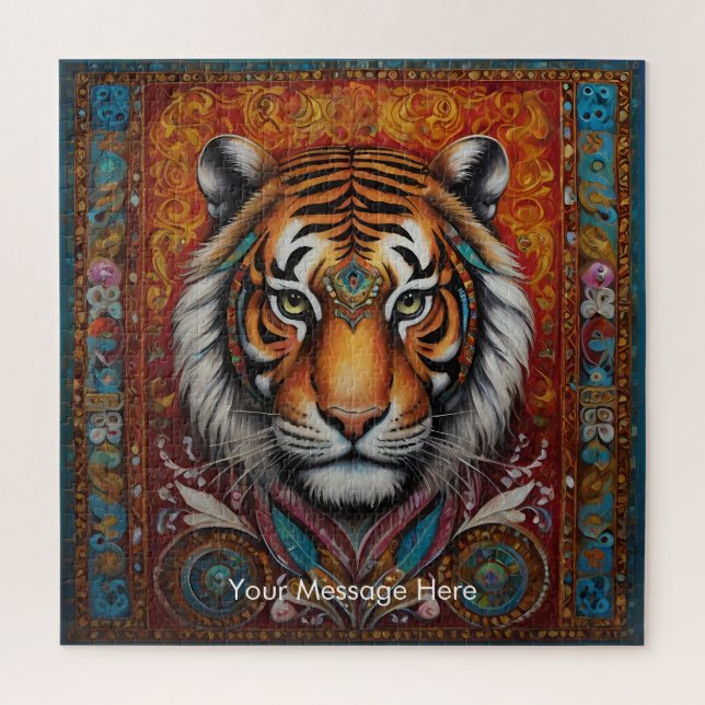Boho Tiger Puzzle – Vibrant Jungle Wildlife Art (Vertical)