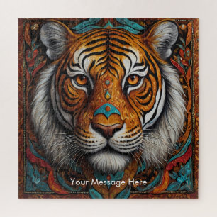 Boho Tiger Puzzle – Vibrant Jungle Wildlife Art