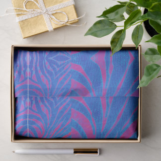 Boho Tiger Stripe Pink and Blue Tissue Paper