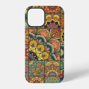 Boho tile set and seamless pattern. Colourful patc iPhone 12 Case
