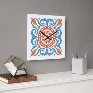 Boho Tile Wall Clock