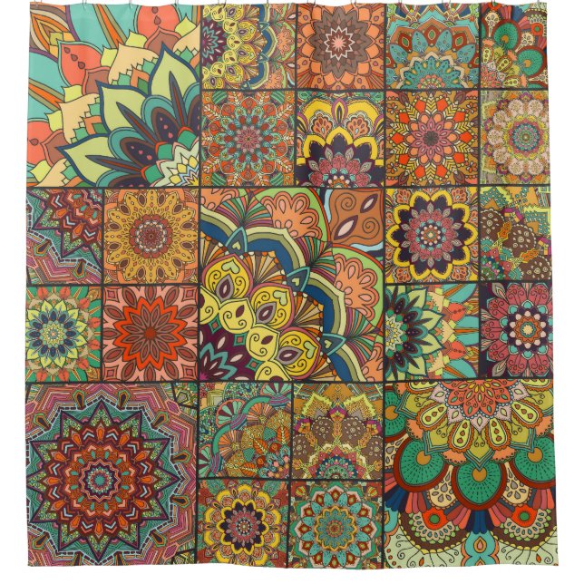 Boho tiles: colourful patchwork seamless pattern (Front)