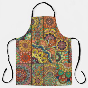Boho tiles: colourful patchwork seamless pattern apron