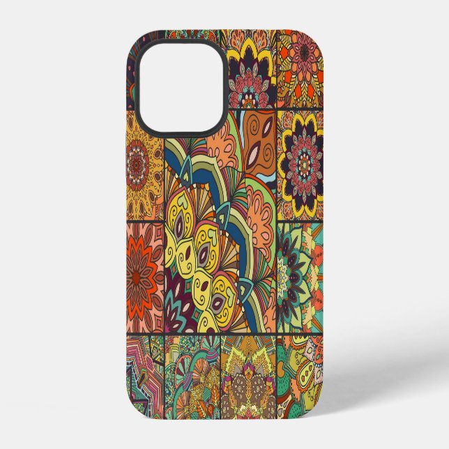 Boho tiles: colourful patchwork seamless pattern iPhone case (Back)