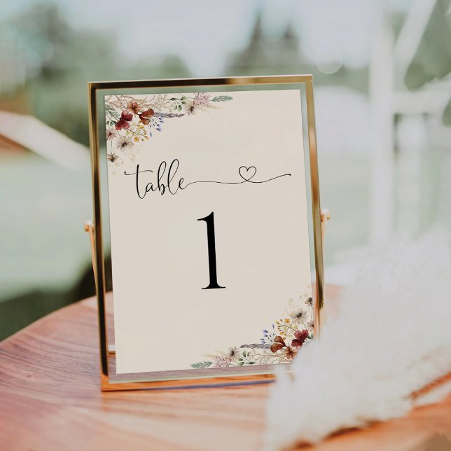Boho Tiny Fleur sauvage Mariage Numéro de table (Créateur téléchargé)