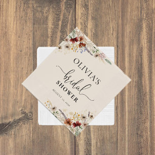 Boho  Tiny Wildflower Bridal Shower Paper Napkin