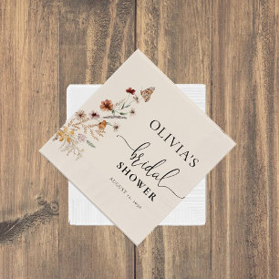 Boho  Tiny Wildflower Bridal Shower Paper Napkin