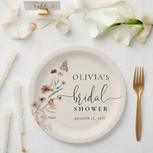 Boho Tiny Wildflower Bridal Shower Paper Plate